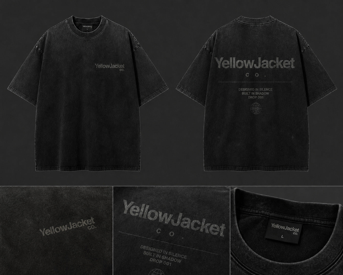 Drop 001 - Black Colorwash Tee - Designed in Silence Collection