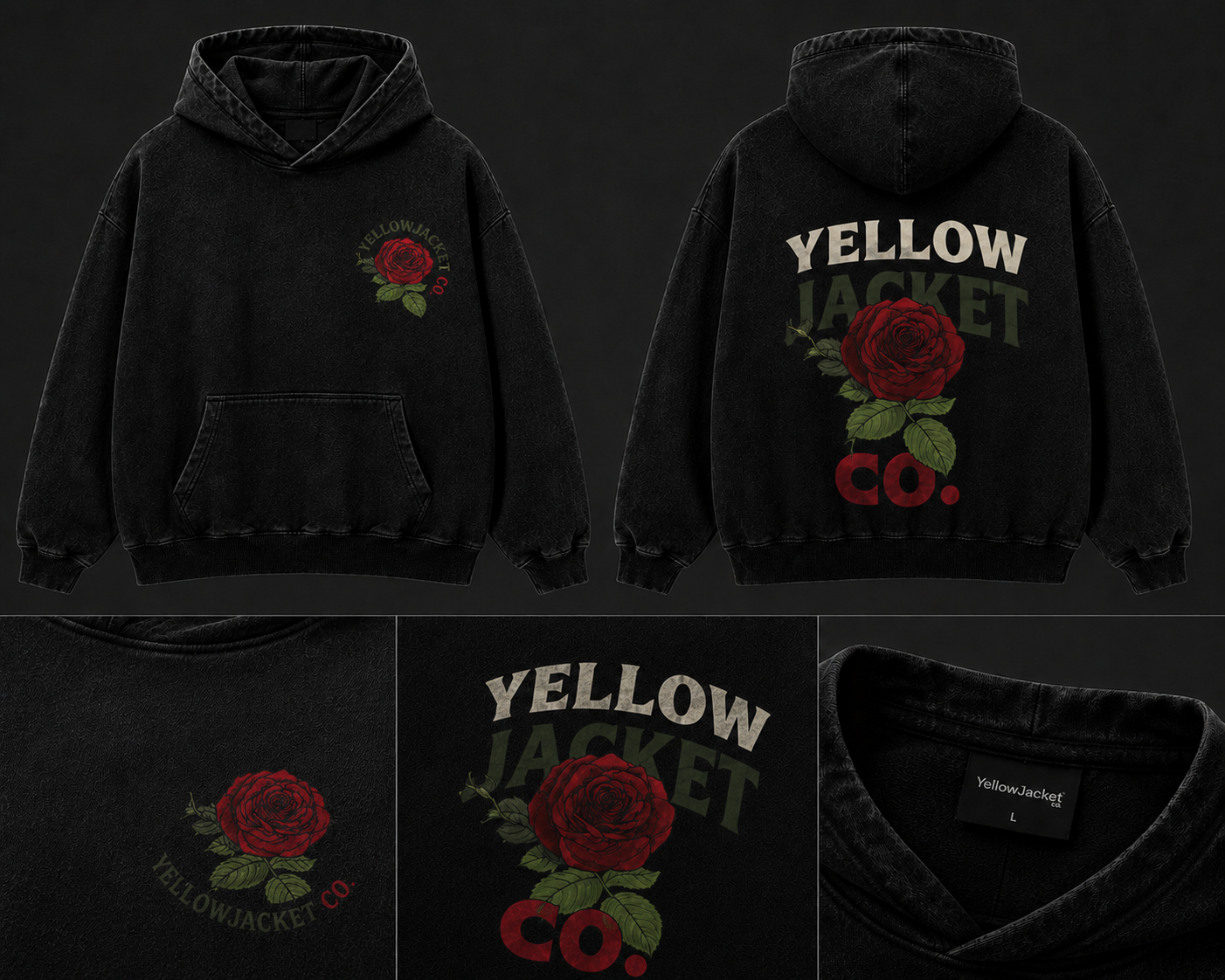 Drop 002 - Black Rose Hoodie - Thorns & Shadows Collection