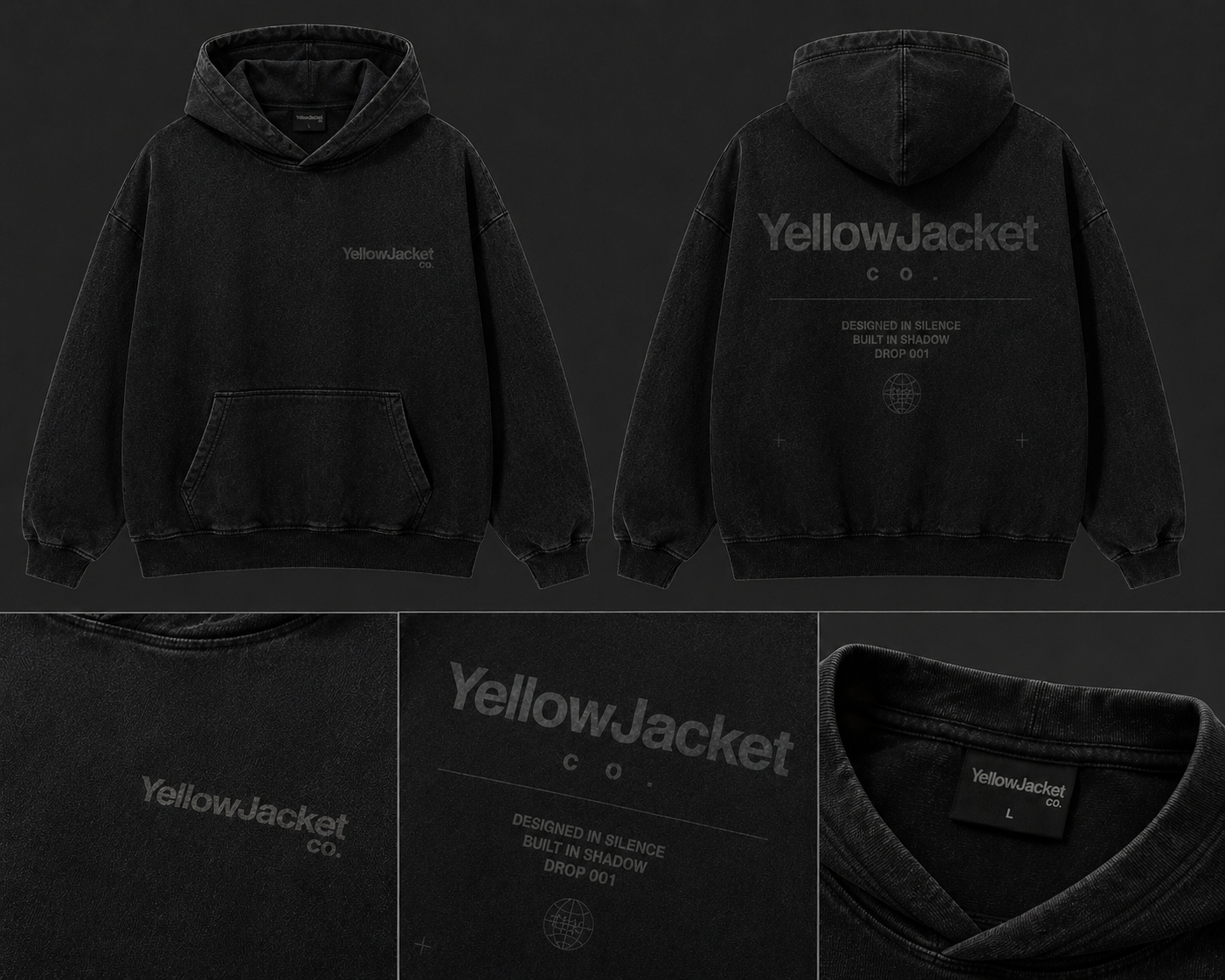 Drop 001 - Black Colorwash Hoodie - Designed in Silence Collection