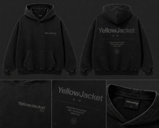 Drop 001 - Black Colorwash Hoodie - Designed in Silence Collection